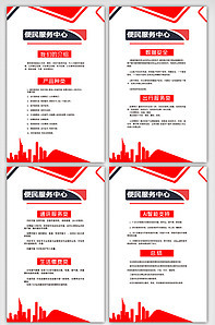 紅色便民服務(wù)中心掛畫展板設(shè)計 專業(yè)版權(quán)可商用服務(wù)方案